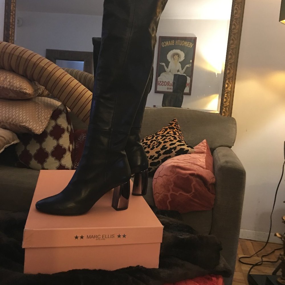 BLACK LEATHR OVER THE KNEE BOOTS XTALL  REDUCED!